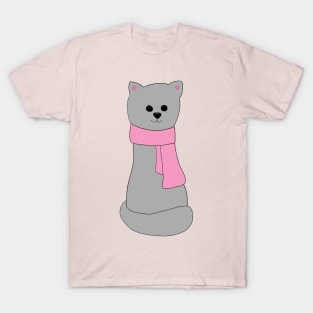 Cat in Pink Scarf T-Shirt